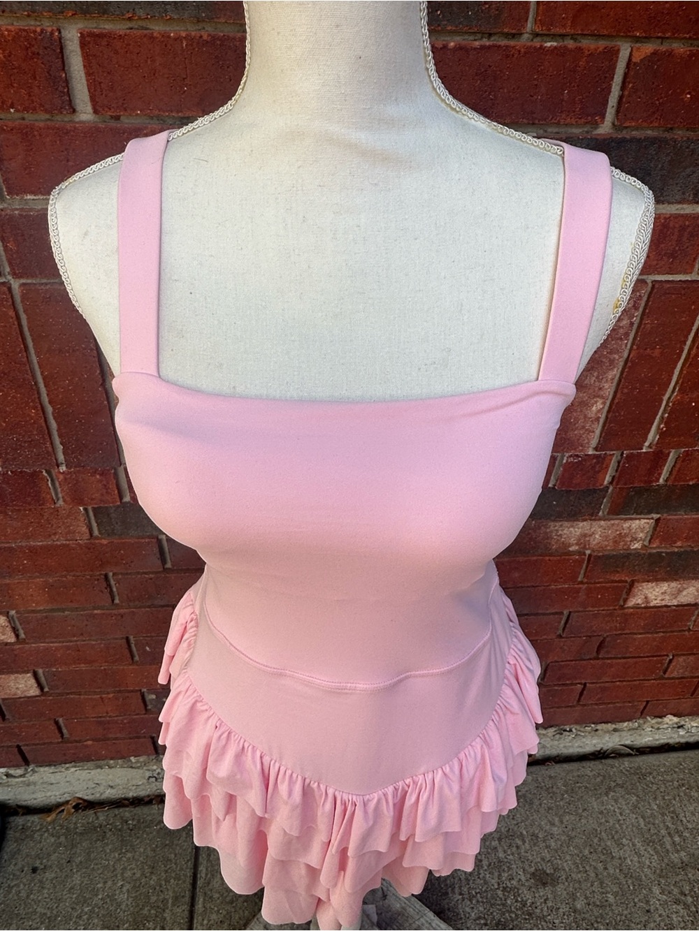 JoyLab Light Pink Ruffled Slip Dress Romper - Picture 3 of 9
